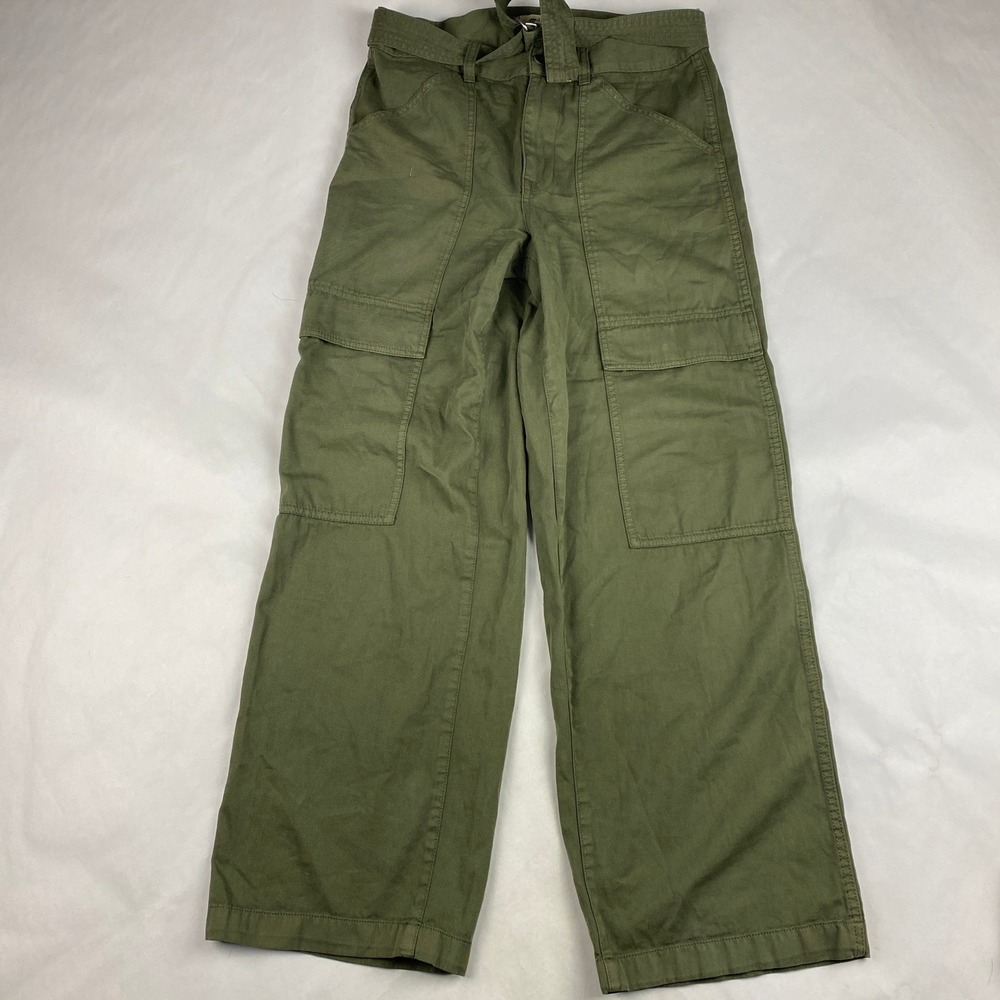Madewell Pants Women's Size 27 Green Slouchy Straight Cargo Belted